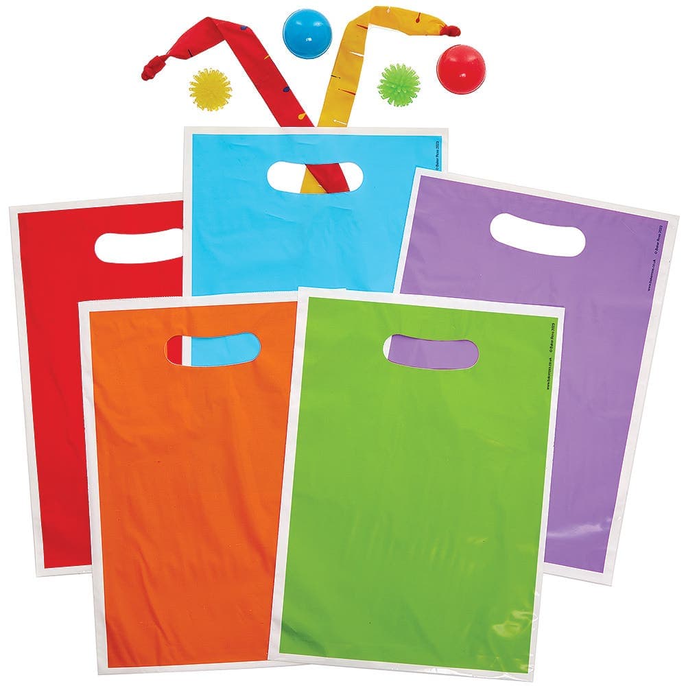 Rainbow Colours Party Loot Bags (Pack of 10) Party Bags 5 assorted colours - Red, Purple, Green, Blue & Orange