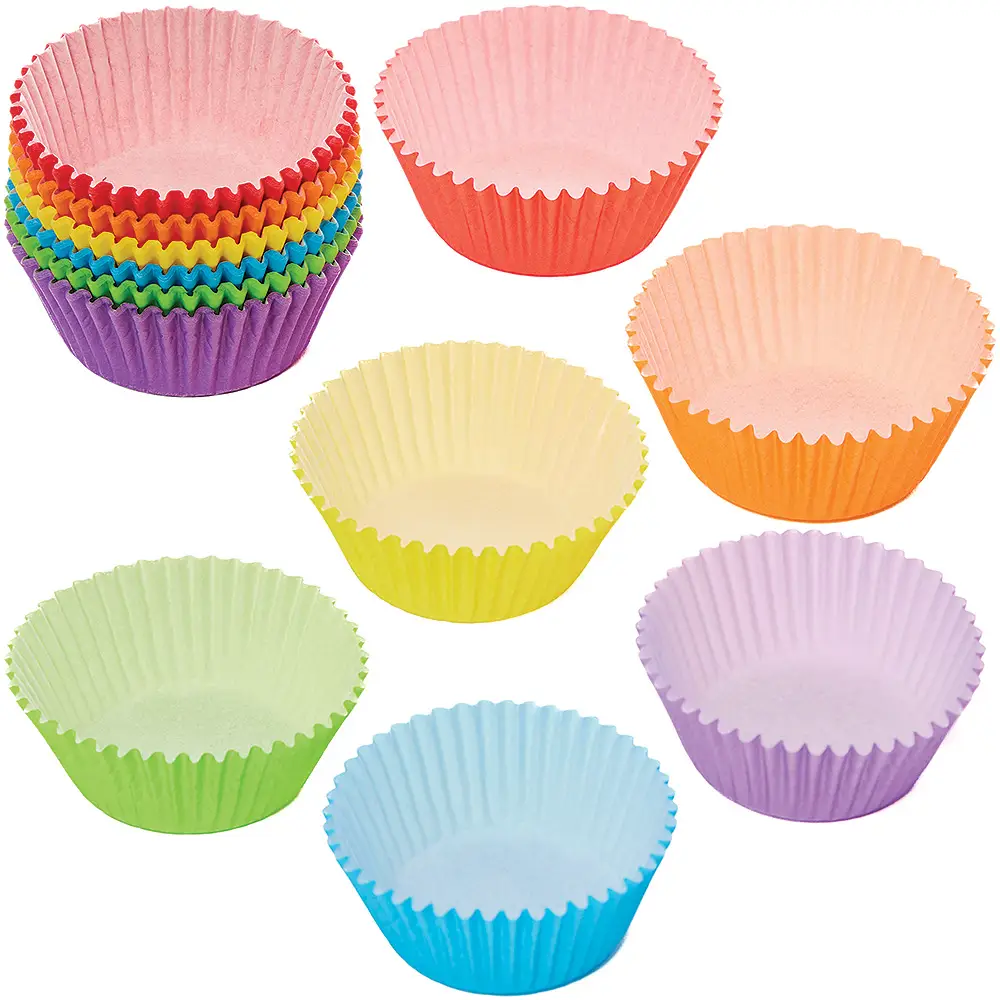 Rainbow Colours Party Cupcake Cases (Pack of 102) Party Decorations 6 assorted rainbow colours - Red, Orange, Yellow, Blue, Green & Purple