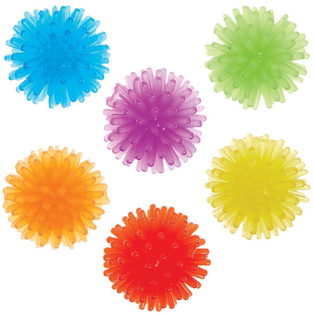 Rainbow Colours Mini Hedgehog Balls (Pack of 12) Pocket Money Toys 6 assorted rainbow colours - Red, Orange, Yellow, Blue, Green & Purple