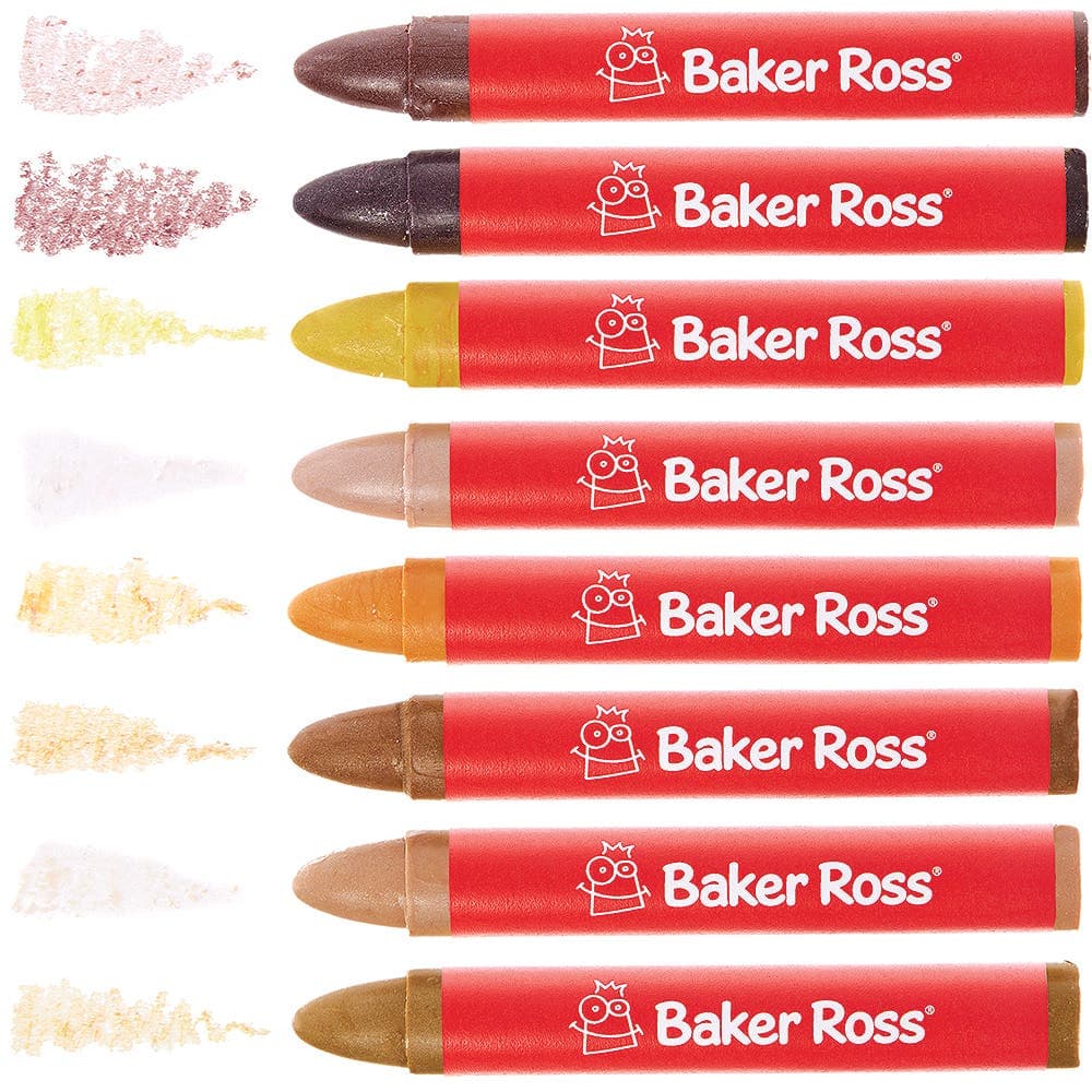 Skin Tone Chunky Crayons (Pack of 2 boxes) 8 Assorted Colours, 9.5cm Long, Mess Free Wax Crayons