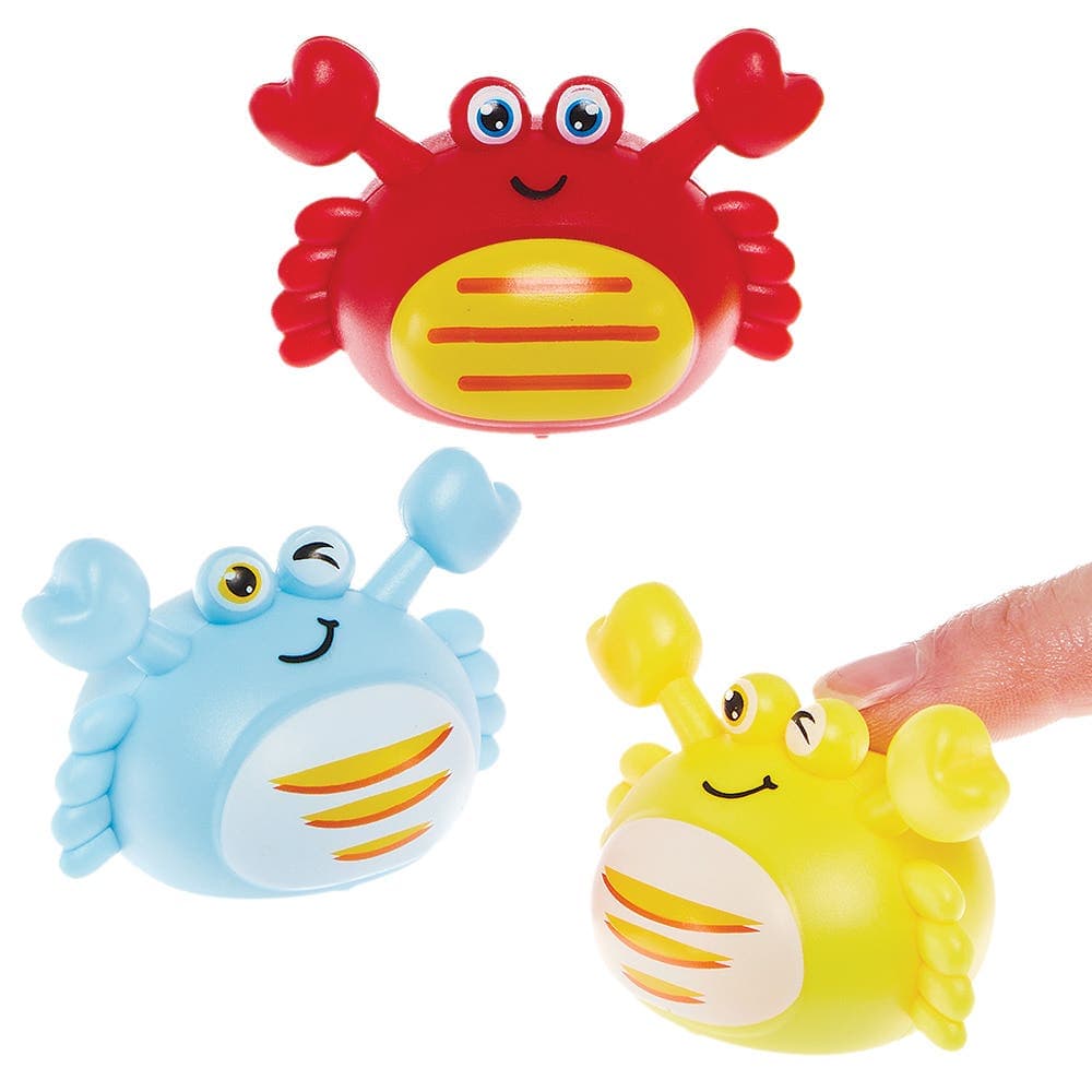 Crab Pull Back Racers (Pack of 6) Pocket Money Toys 3 assorted colours - Red, Yellow & Blue