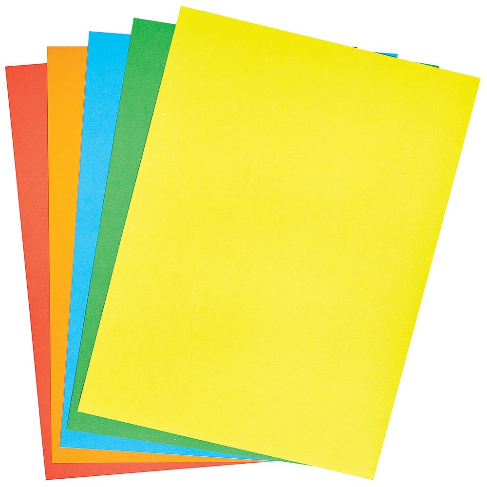 Coloured A3 Card 200gsm (Pack of 40) Paper & Card 5 assorted colours - Red, Orange, Green, Blue & Yellow