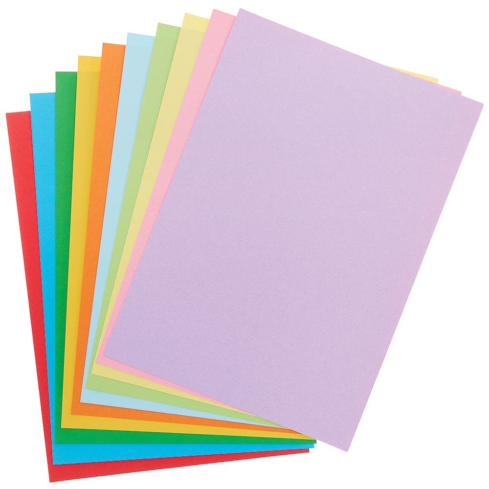 A4 Coloured Copier Card (Pack of 80) 10 Assorted Colours, Card Weight 160gsm, Made For Printers & Photocopiers