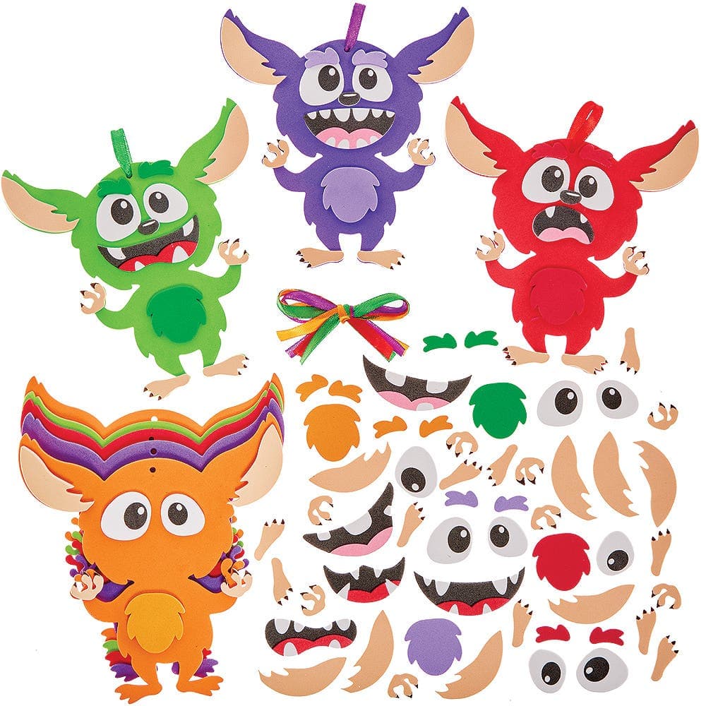 Gremlin Mix & Match Decoration Kits (Pack of 8) 4 assorted colours - Green, Orange, Red & Purple