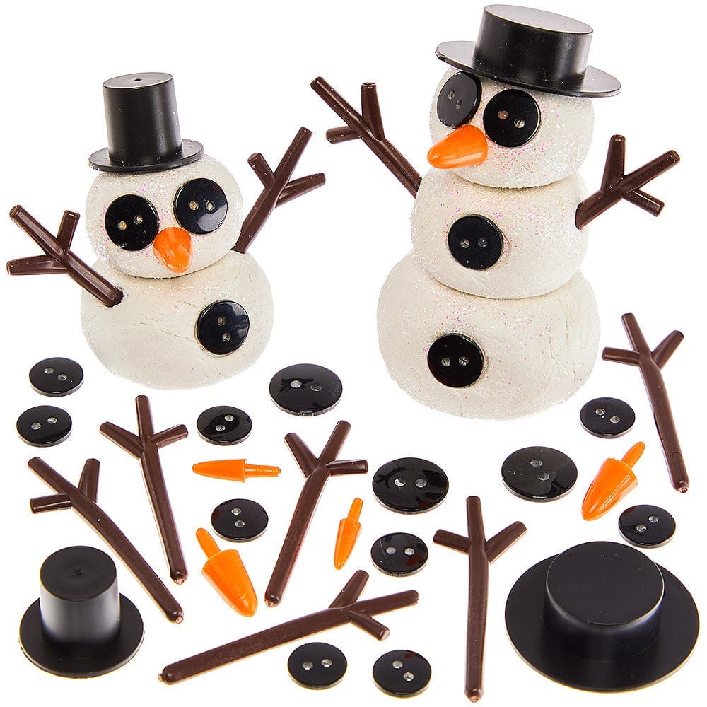 DIY Snowman Accessory Kit (Pack of 120) Christmas Crafts, Hats, Noses, Arms And Eye & Mouth Buttons
