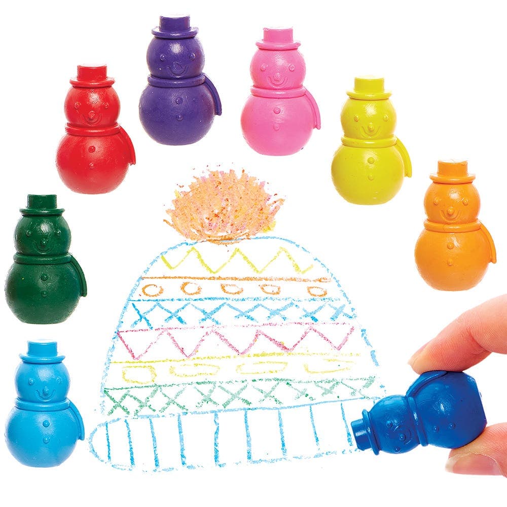 Snowman Crayons (Pack of 8) 8 assorted colours - Light Blue, Dark Blue, Pink, Purple, Yellow, Orange, Green & Red