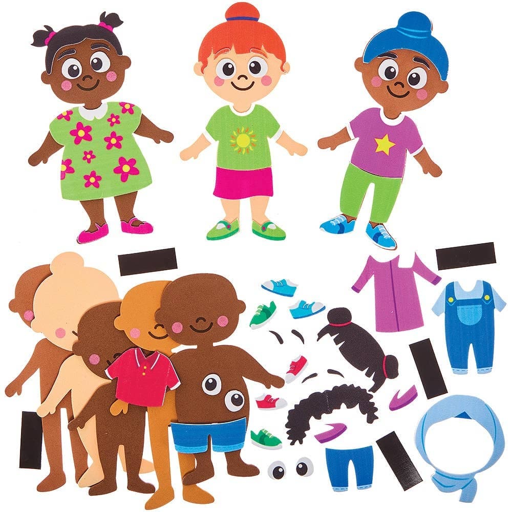 Diversity Mix & Match Magnet Kits (Pack of 8) Foam Templates & Self-Adhesive Pieces, 8 Assorted Designs
