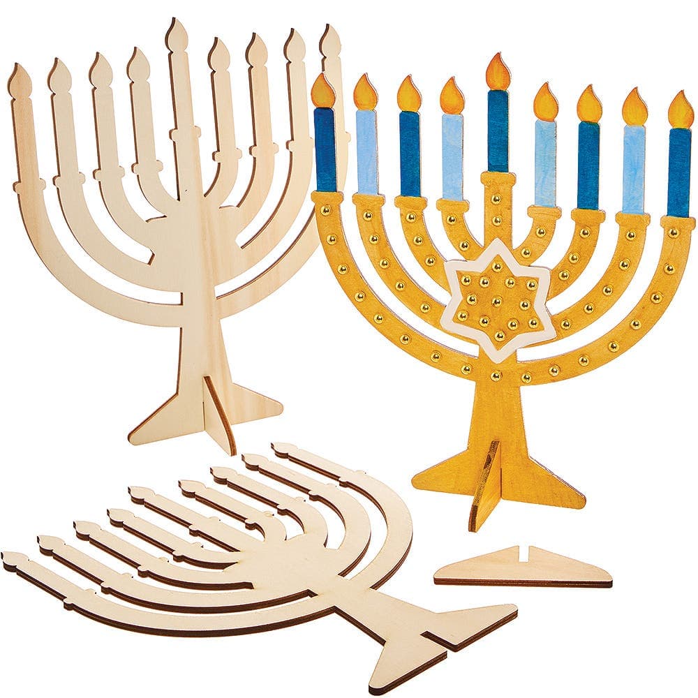 Wooden Menorah Decorations (Pack of 3)