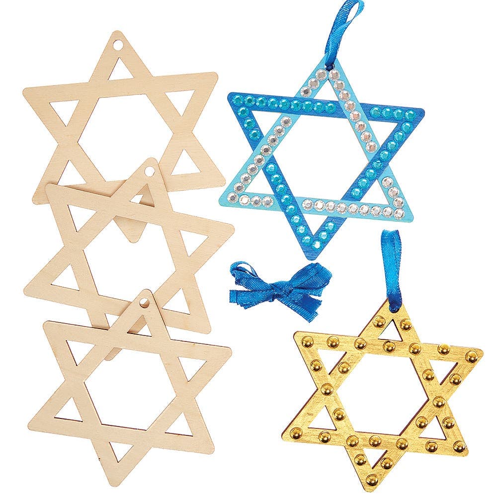 Star of David Wooden Decorations (Pack of 10)