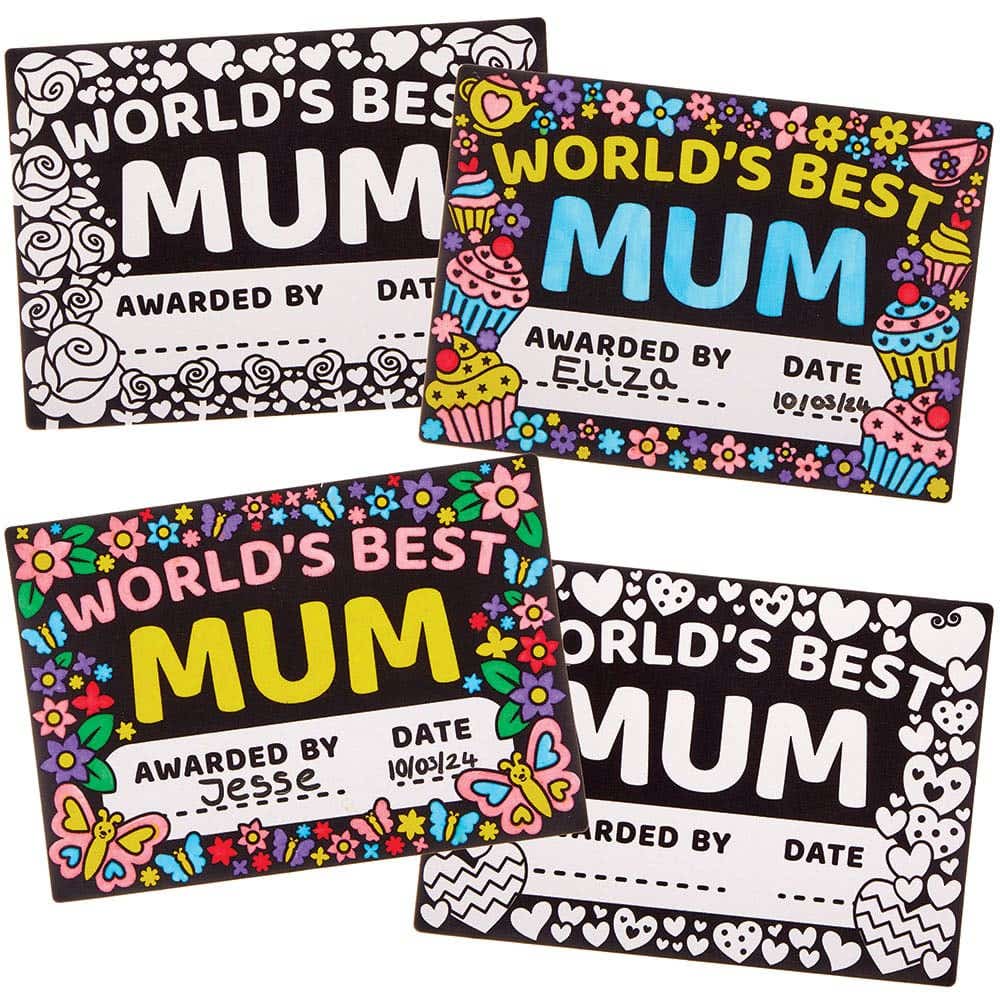 Mother’s Day Colour-in Fuzzy Art Certificates (Pack of 8)
