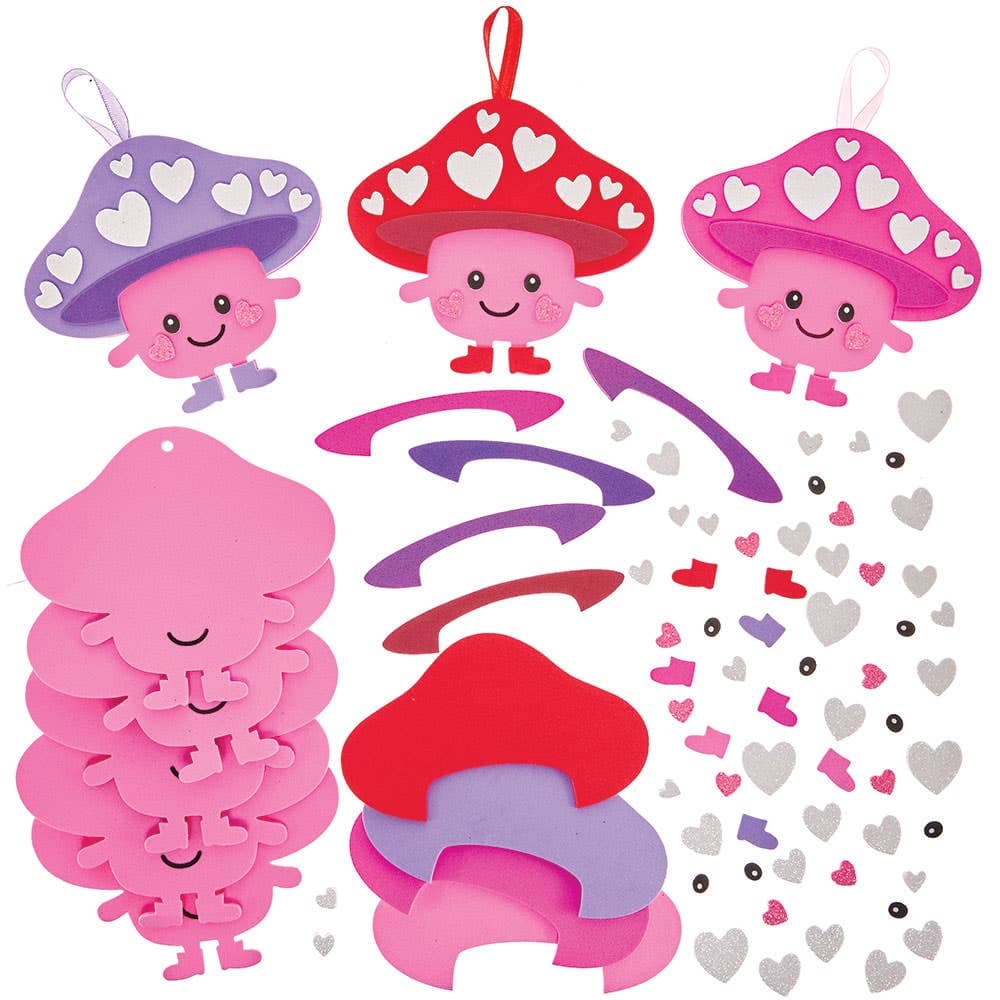 Love Heart Toadstool Mix & Match Decoration Kits (Pack of 8)