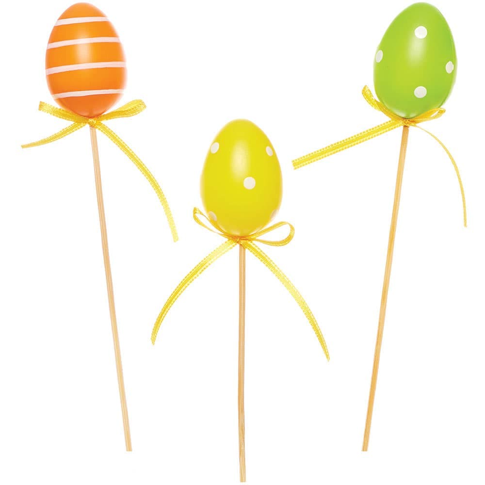 Easter Egg Picks (Pack of 8) 3 colours - Yellow, Orange, and Green