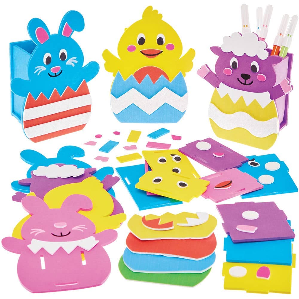 Easter Pen Pot Kits (Pack of 4), Easter Crafts For Kids, 4 Assorted Designs