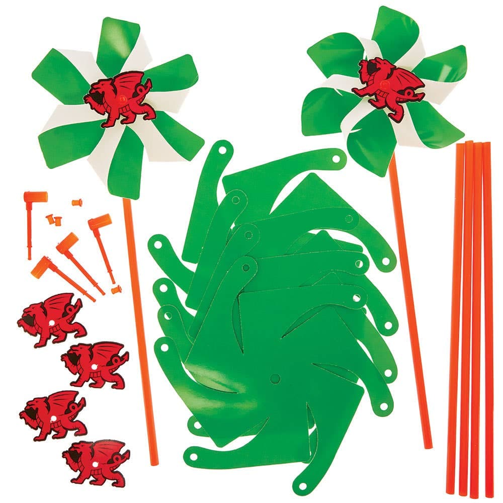 Welsh Flag Windmill Kits (Pack of 6)