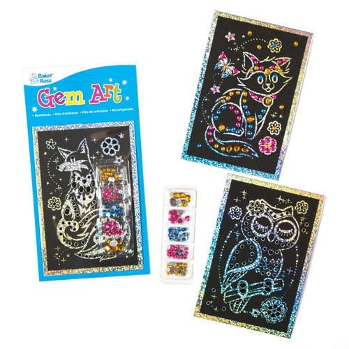 Diamond Art Kits (Pack of 4) 3 Assorted Gem Colours Included, Holographic Design Sheet & Acrylic Gems