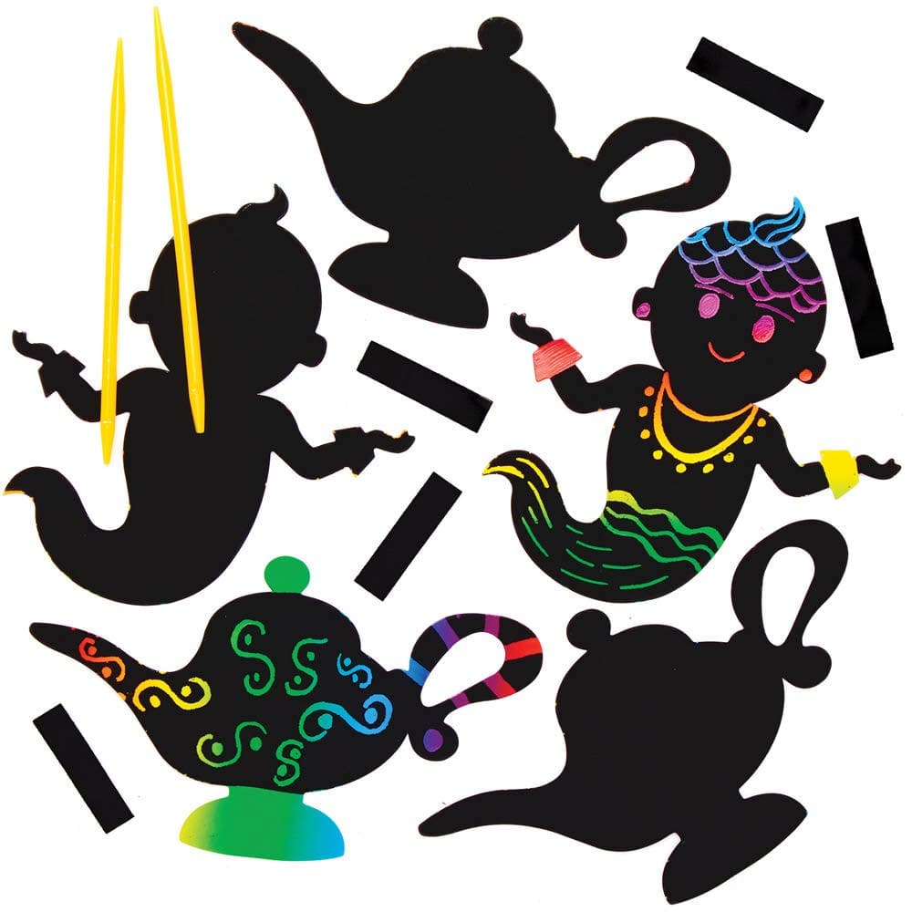 Genie Scratch Art Magnets (Pack of 10) Art Craft Kits