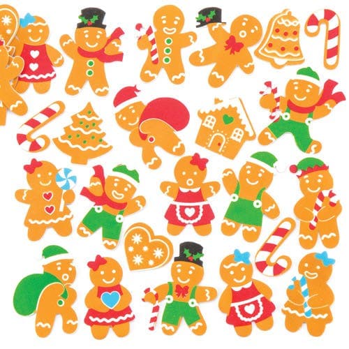 Gingerbread Foam Stickers (Pack of 120) Christmas Craft Supplies