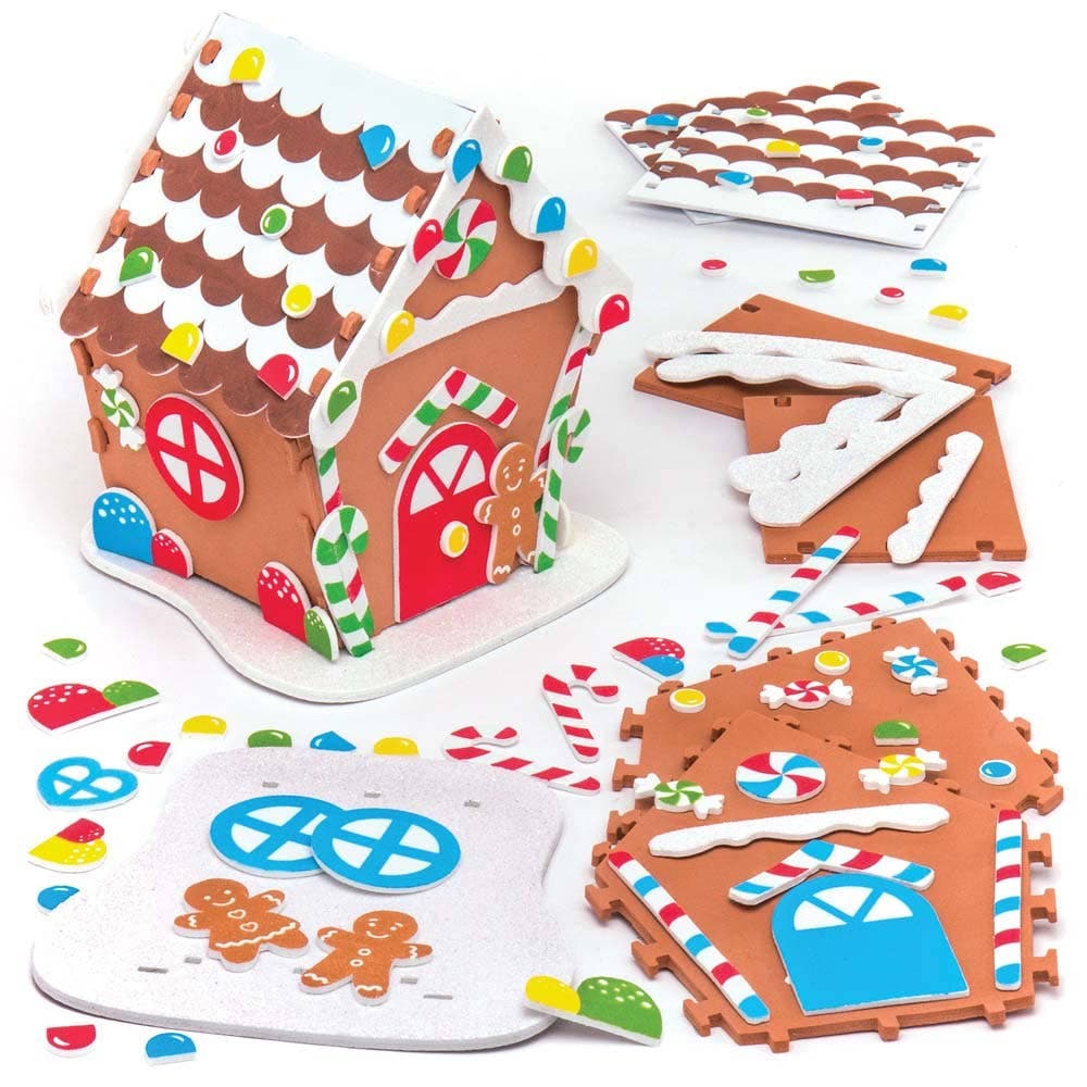 Foam Gingerbread House Kits (Pack of 2) Christmas Crafts For Kids, Mix & Match Stickers