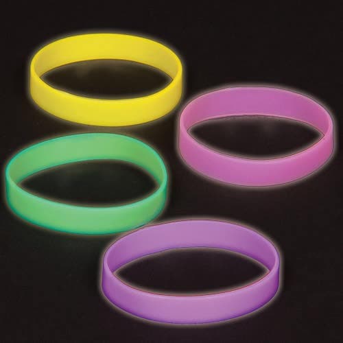 Glow in the Dark Wrist Bands (Pack of 10) Pocket Money Toys Colours include lilac, pink, blue, green & yellow