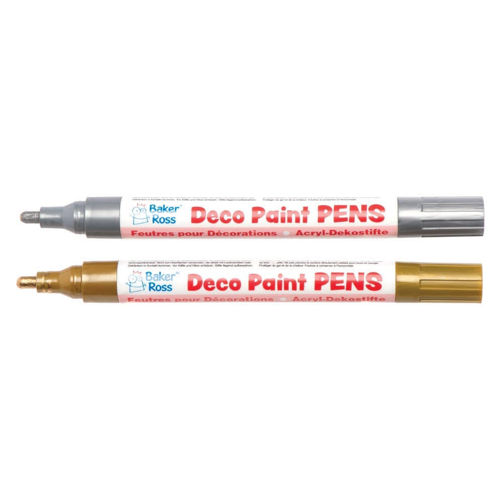 Gold & Silver Deco Paint Pens (Pack of 2) Art Supplies, Art Materials 2 colours - Gold & Silver