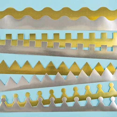 Gold & Silver Metallic Crowns (Pack of 12) 4 Assorted Designs, Craft Kits, Gold & Silver, Card