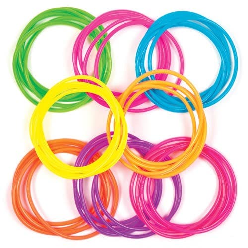 Gummy Bracelets (Pack of 40) Assorted Bright Colours, Bracelet Size 6cm Diameter