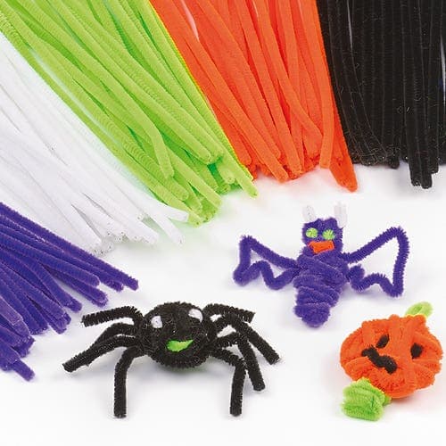Halloween Pipe Cleaners (Pack of 120) Halloween Craft Supplies, 5 Assorted Colours, Length 30cm