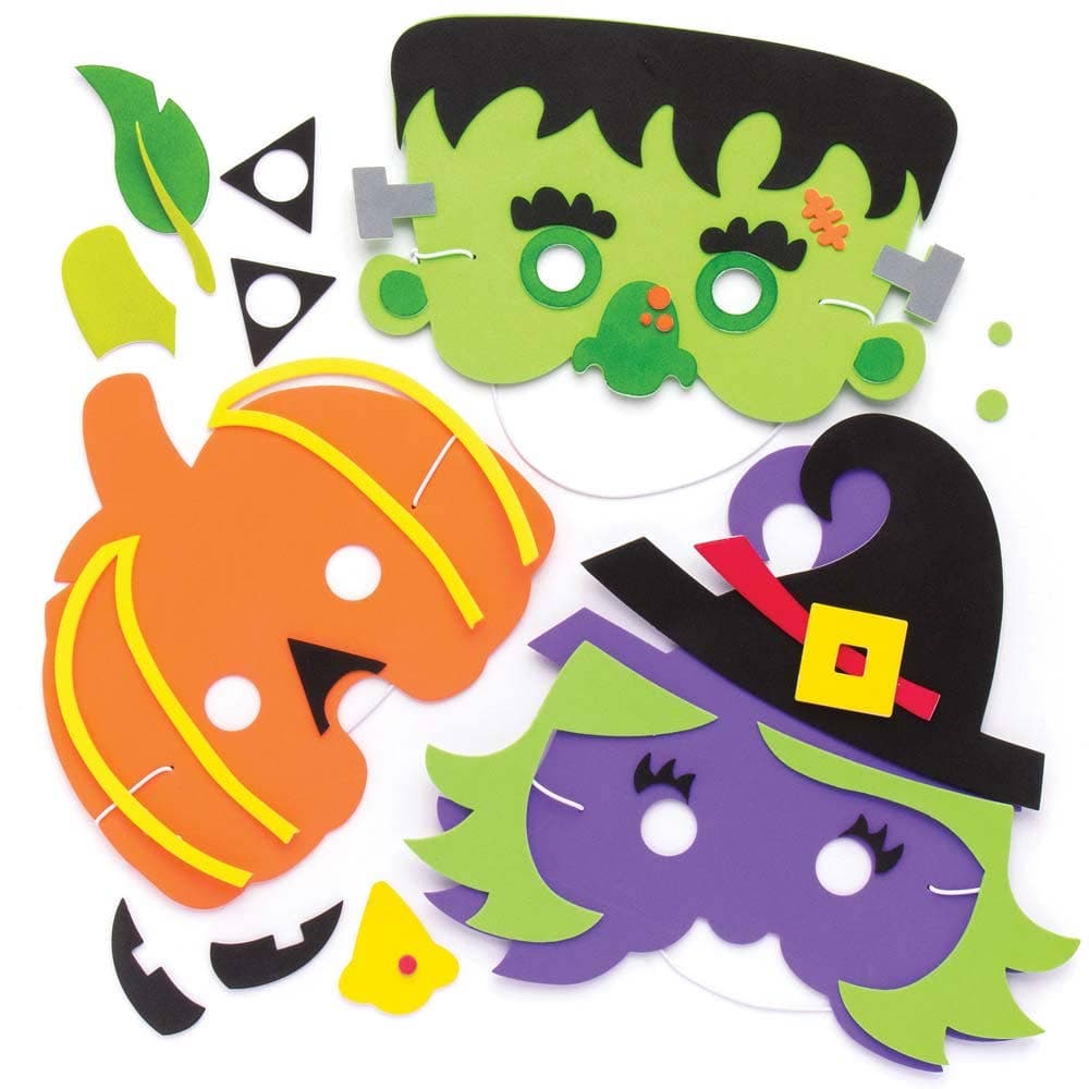 Halloween Mask Kits (Pack of 4) Halloween Crafts, Kids Boo Basket