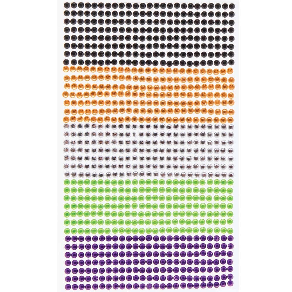 Halloween Self-Adhesive Gems (Pack of 900) Halloween Craft Supplies, 5 Assorted Colours