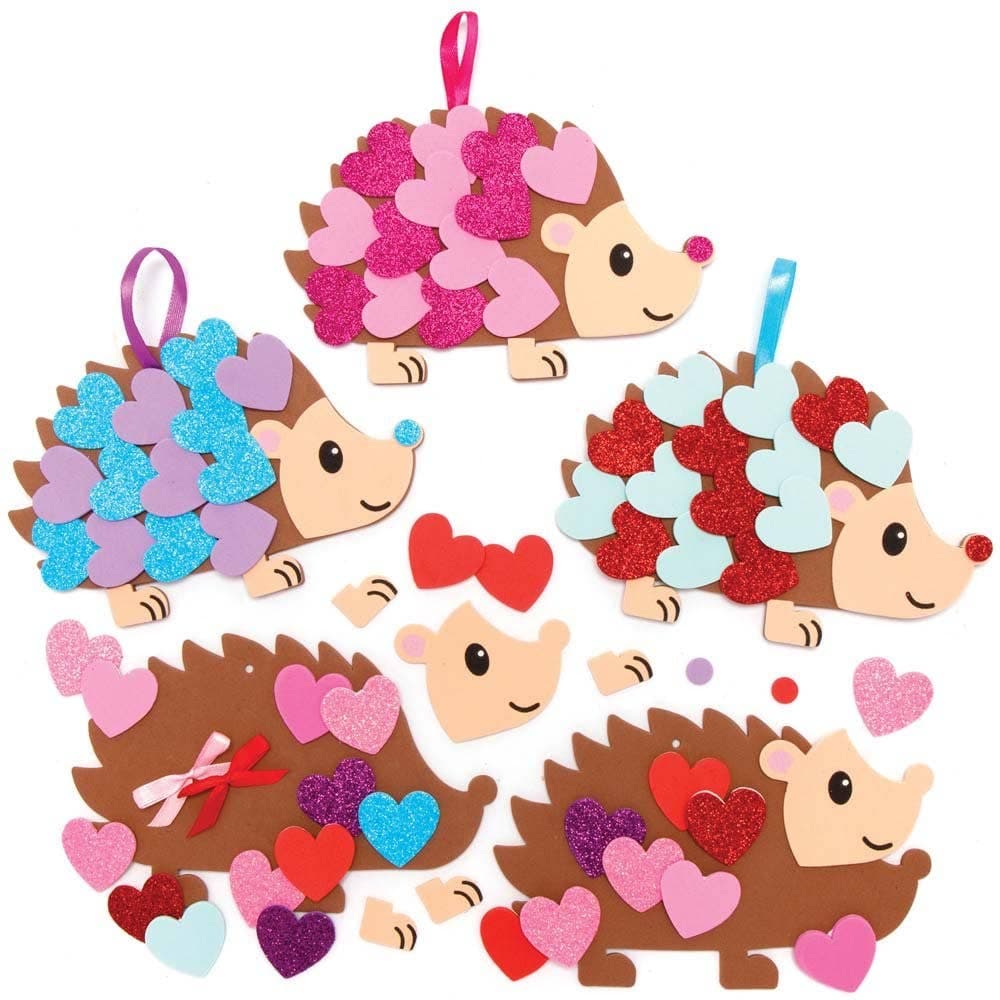 Heart Hedgehog Decoration Kits (Pack of 5) Foam Decoration Craft Kits, Hedgehog Size 16cm, No Glue Required