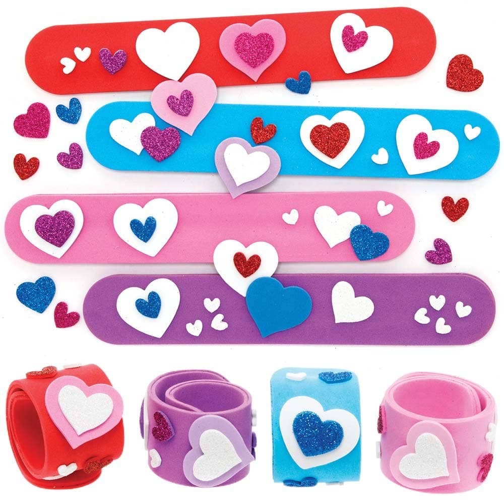 Heart Snap-on Bracelet Kits (Pack of 4) Jewellery 4 assorted bracelet colours - Pink, Blue, Purple & Red