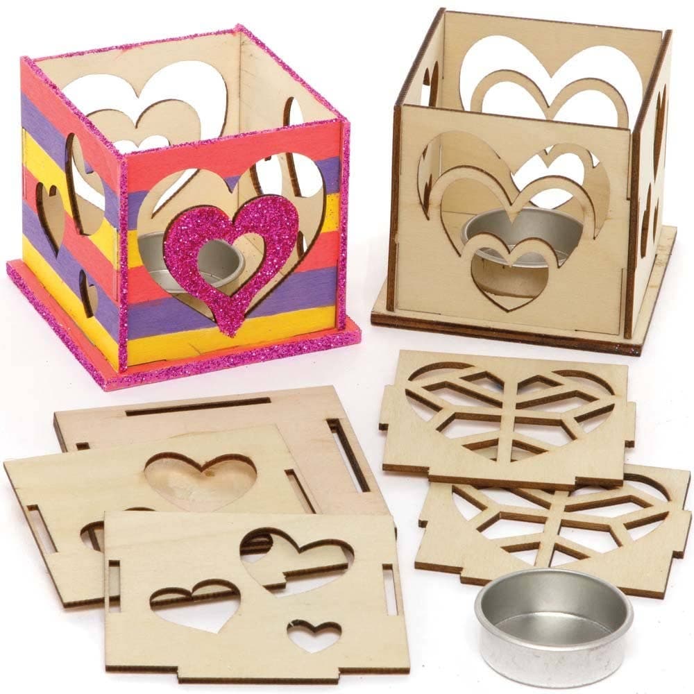 Heart Wooden Tealight Holder Kits (Pack of 3) Craft Kits For Kids