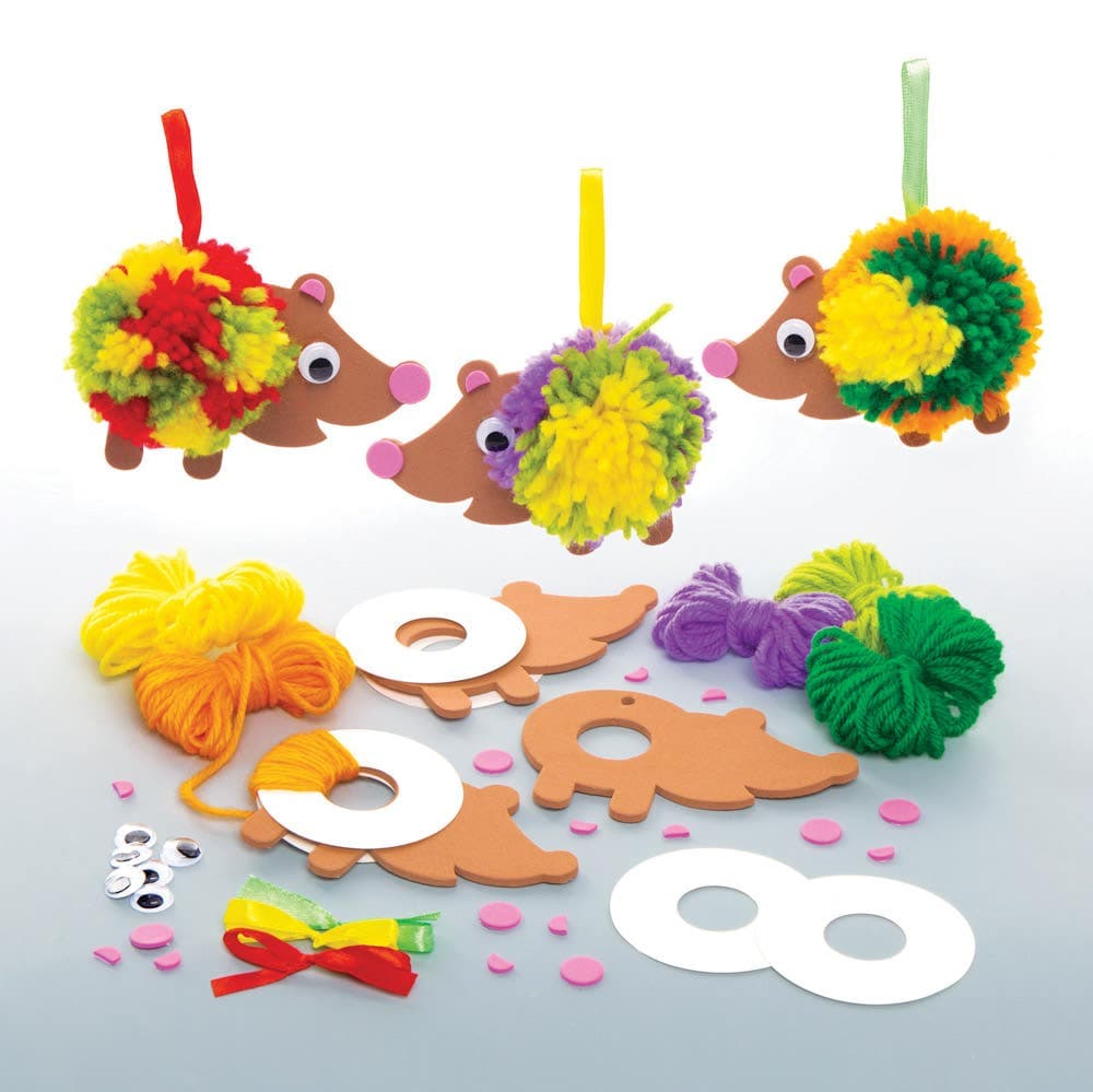 Hedgehog Pom Pom Kits (Pack of 3) Art Craft Kits
