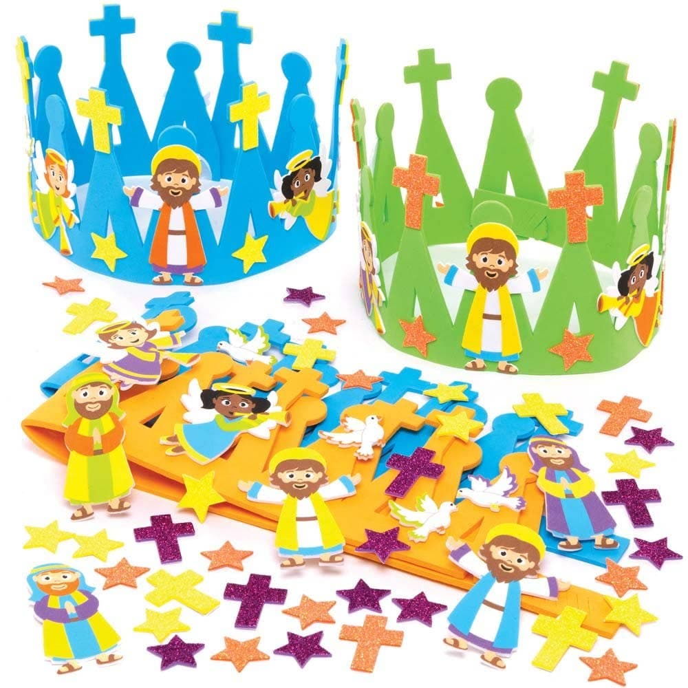 Holy Week Crown Kits (Pack of 3) Easter Crafts For Kids 3 assorted crown colours - Blue, Green & Orange