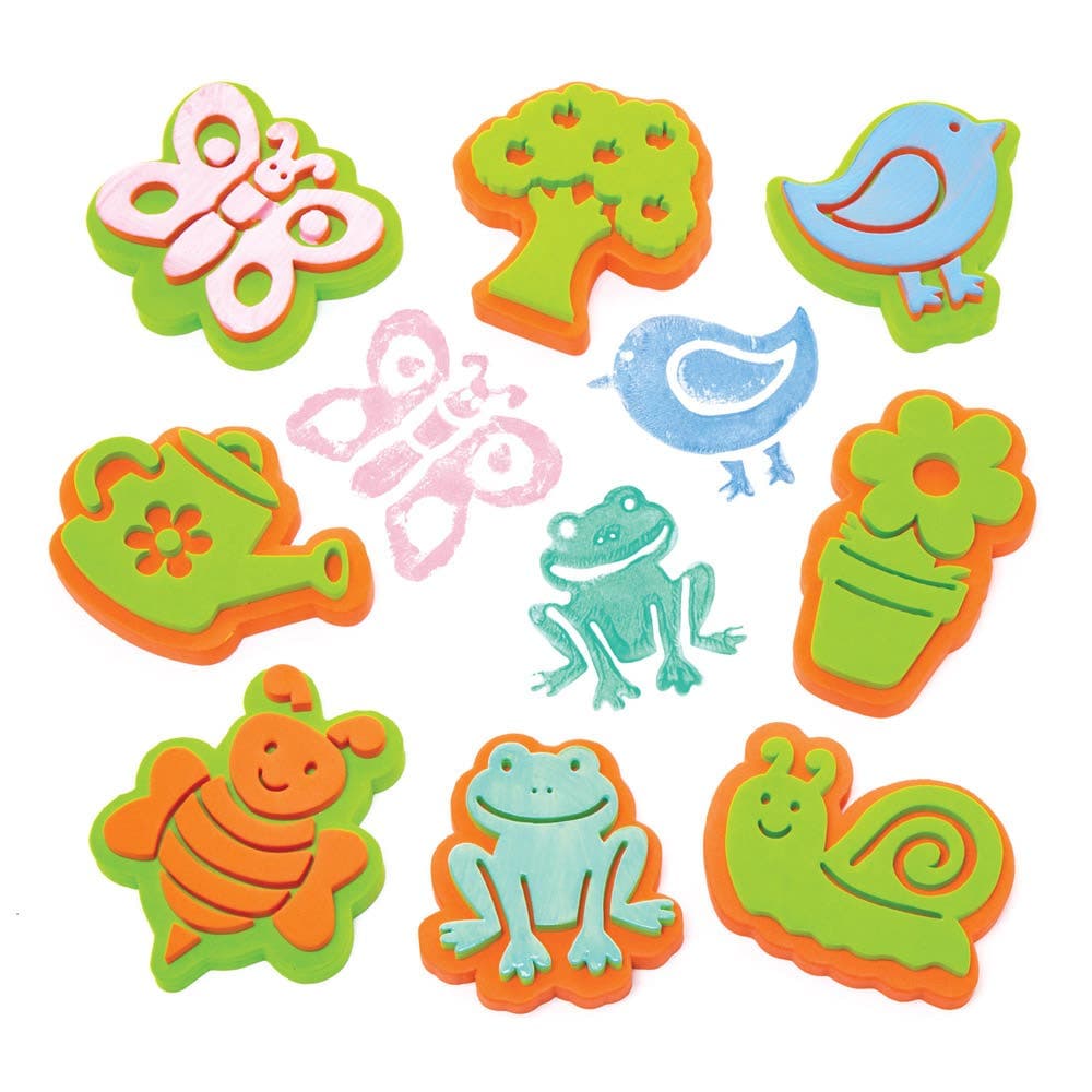 In The Garden Foam Stampers (Pack of 10) Designs Include Frog, Bee, Snail & More, Easy Wash, Crafts For Kids