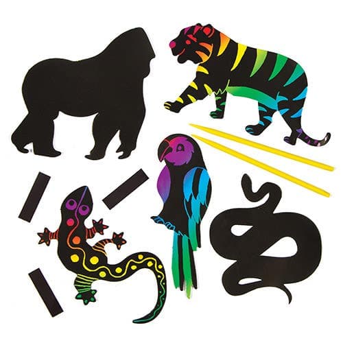 Jungle Animal Scratch Art Magnets (Pack of 12) Art Craft Kits