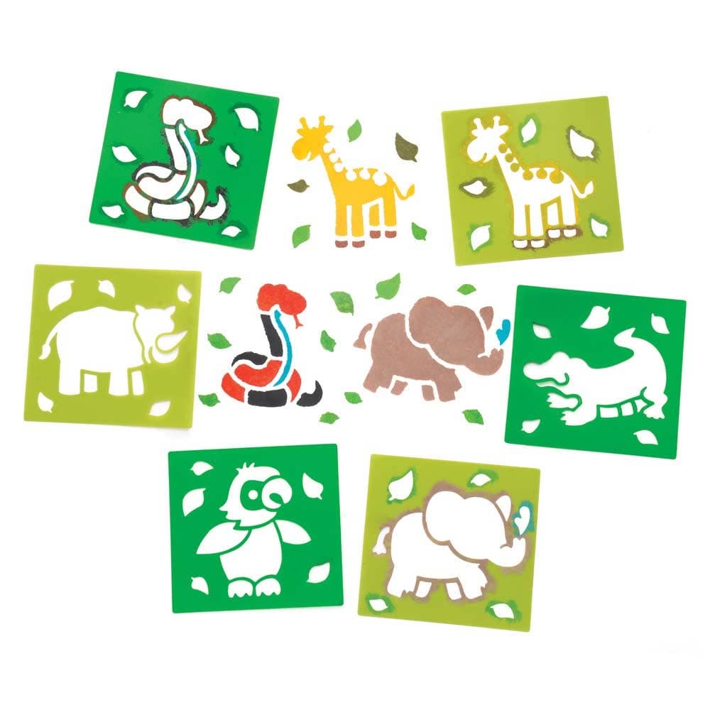 Jungle Animal Stencils (Pack of 6) Art Supplies, Art Materials Stencil colours - Green