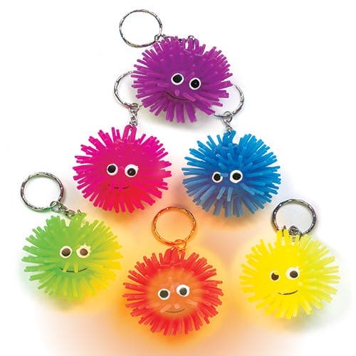 Light-Up Squeezy Hedgehog Keyrings (Pack of 6) Soft & Sensory Toys, 6 Assorted Colours, Tap & Flash