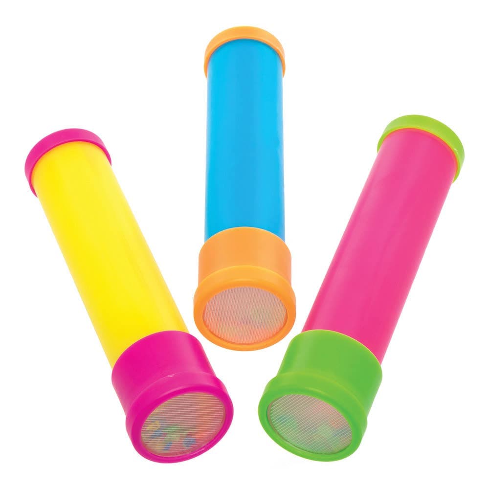 Kaleidoscopes (Pack of 6) Pocket Money Toys 3 assorted colourways - Blue/Orange, Green/Pink & Purple/Yellow