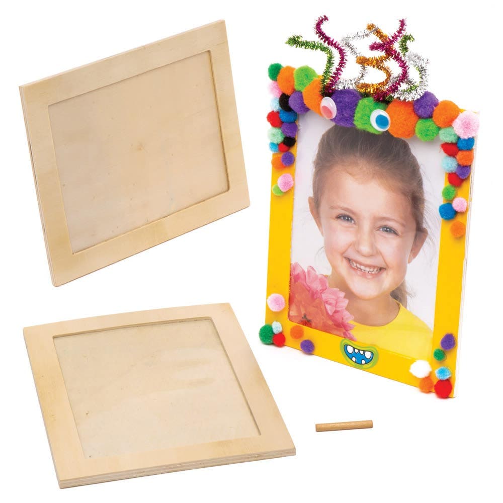 Large Wooden Photo Frames (Pack of 4) Decoration Craft Kits, Size 21cm x 16cm, Decorate & Personalise