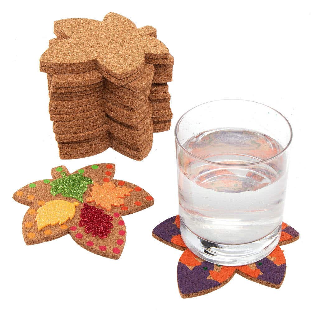 Leaf Cork Coasters (Pack of 30) Decoration Craft Kits, 5mm Thick