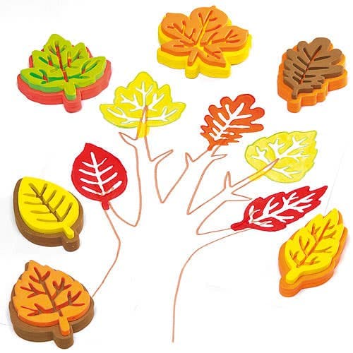 Leaf Stampers (Pack of 10) Foam Stampers, 10 Assorted Designs, Washable & Reuseable, Art Supplies