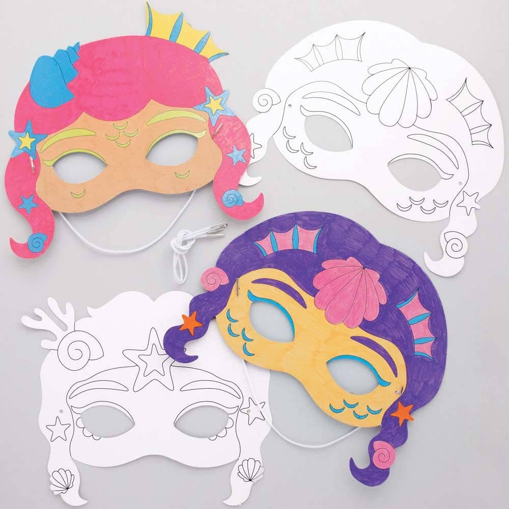 Mermaid Colour-in Masks (Pack of 10) Decoration Craft Kits