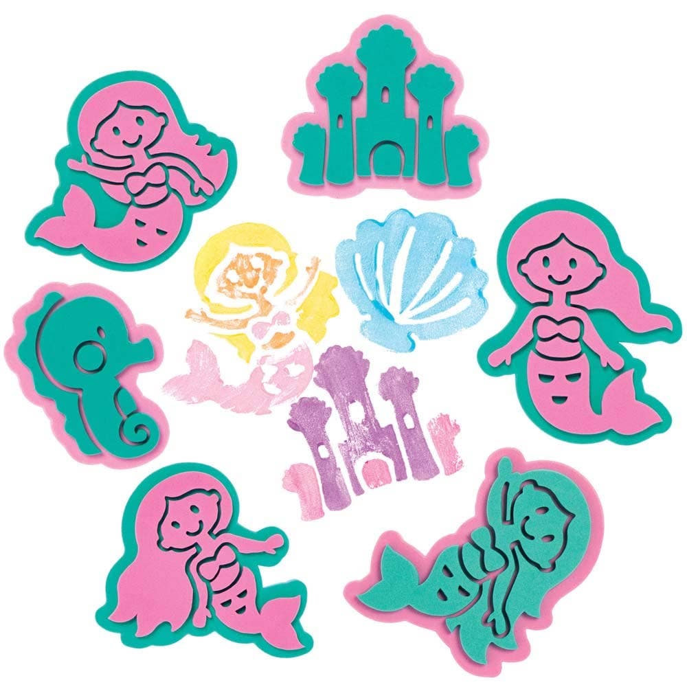 Mermaid Foam Stampers (Pack of 10) Art Supplies, Art Materials 2 foam colours - Pink & Teal