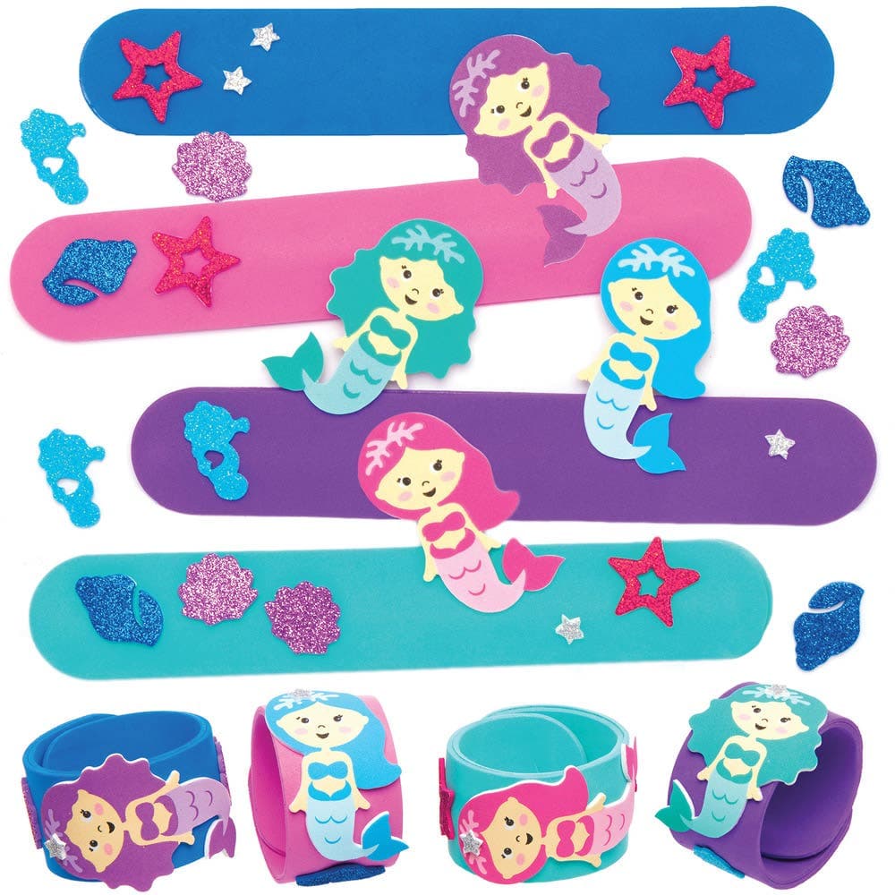 Mermaid Snap-on Bracelet Kits (Pack of 4) Jewellery 4 assorted colours - Pink, Green, Purple & Blue