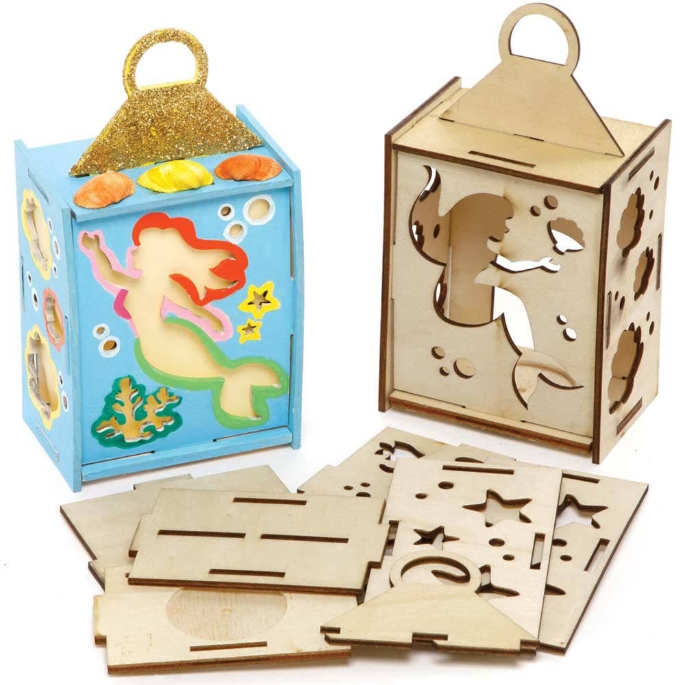 Mermaid Wooden Lantern Kits (Pack of 3) Craft Kits For Kids