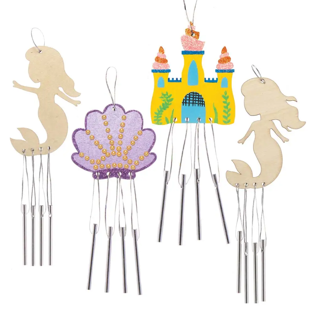 Mermaid Wooden Windchimes (Pack of 4) Nature Craft Kits