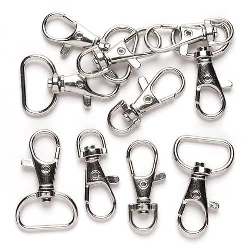 Metal Belt Clip Keychains (Pack of 10) 2 Assorted Designs, 3.5cm-4cm Size, Keyring Making, Craft Supplies