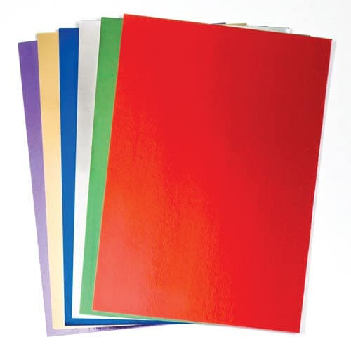 Metallic A4 Card 250gsm (Pack of 20) Paper & Card 6 assorted metallic colours - Gold, Silver, Green, Red, Purple & Blue