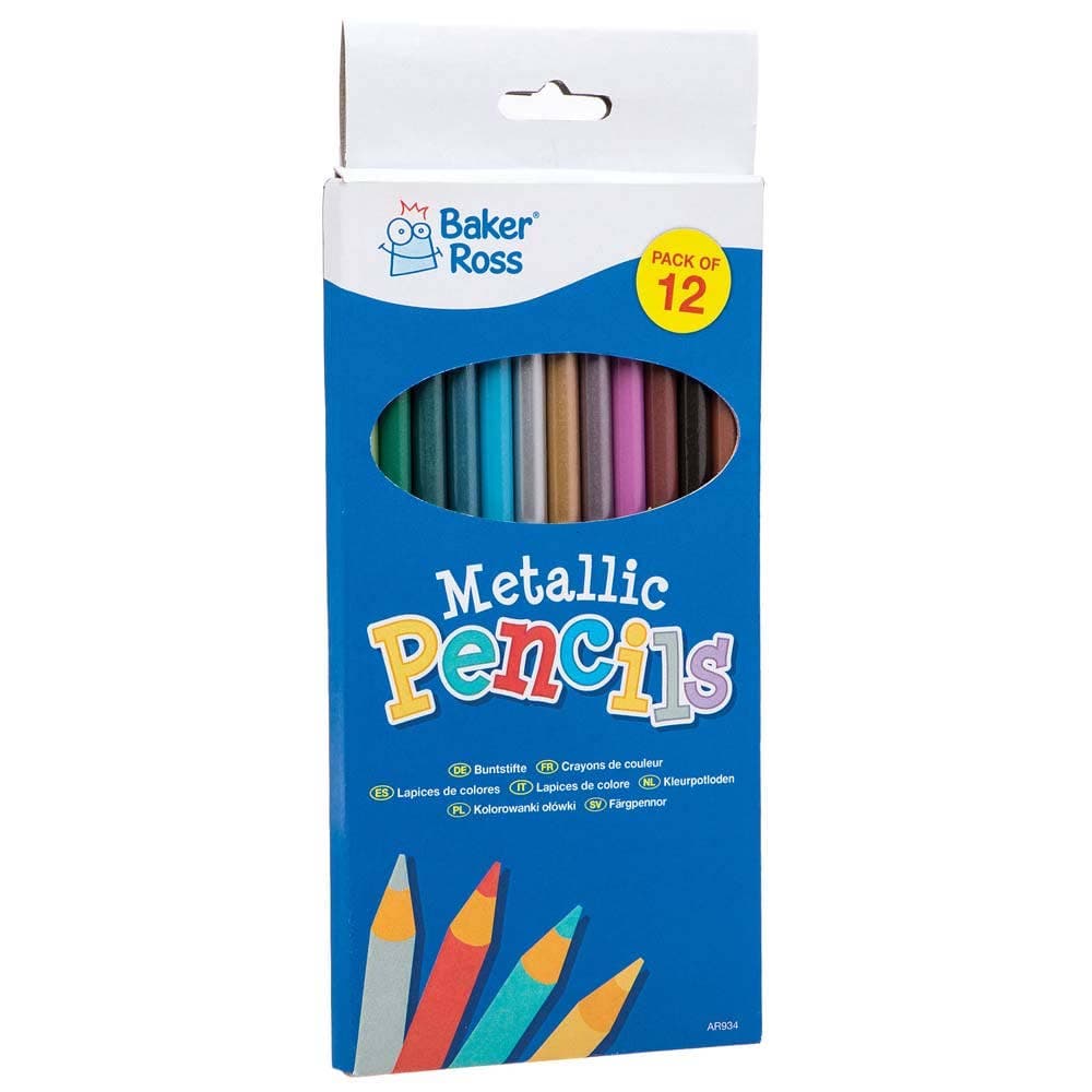 Metallic Colour Pencils (Pack of 12) Drawing 12 assorted colours